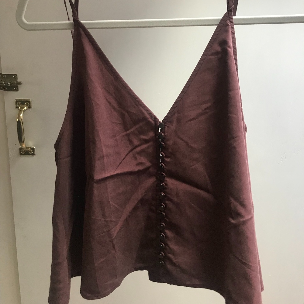 Maroon Free People Tank Top with Button Detail